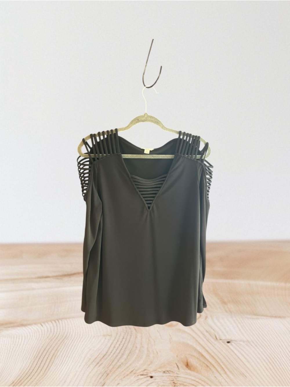Cato black ladder strips long sleeves top Sz L